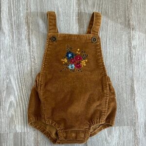 Jamie Kay Corduroy Overalls with Floral Embroidery